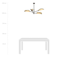 Lampadario 4 Luci Eridano In Acciao Nero E Rattan Con Bracci Mobili