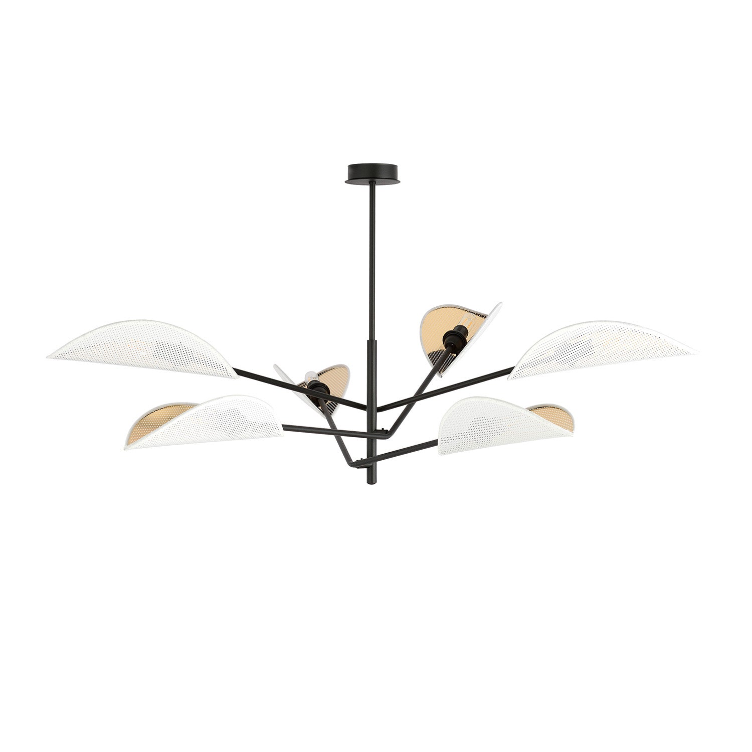 Lampadario 6 Luci Eridano In Acciao Nero E Bianco Oro Con Bracci Mobili