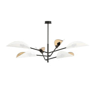 Lampadario 6 Luci Eridano In Acciao Nero E Bianco Oro Con Bracci Mobili