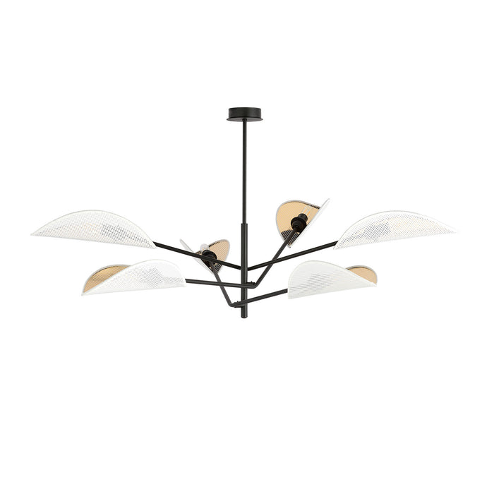 Lampadario 6 Luci Eridano In Acciao Nero E Bianco Oro Con Bracci Mobili