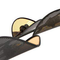 Lampadario 6 Luci Eridano In Acciao Nero E Oro Con Bracci Mobili