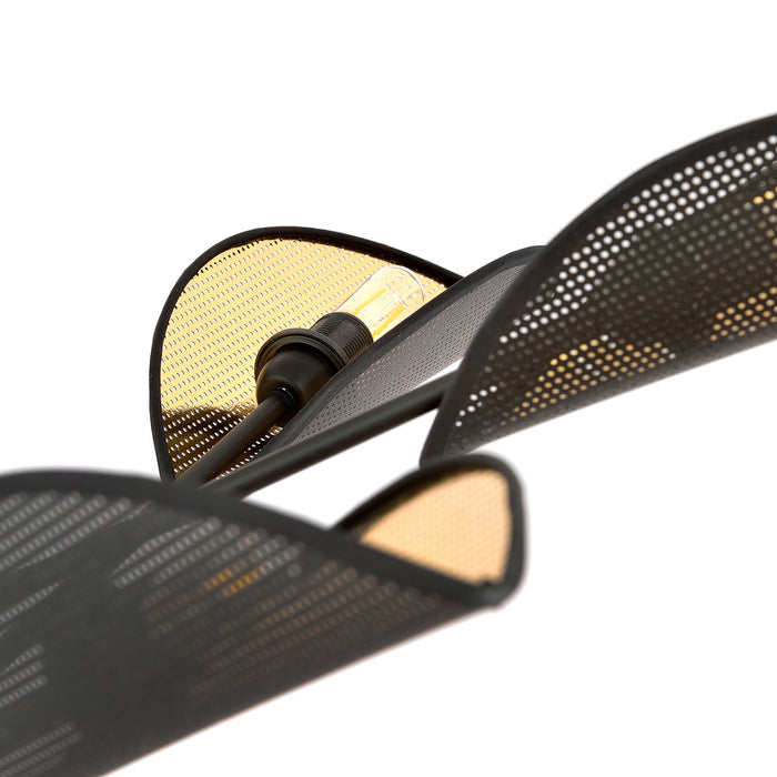 Lampadario 6 Luci Eridano In Acciao Nero E Oro Con Bracci Mobili