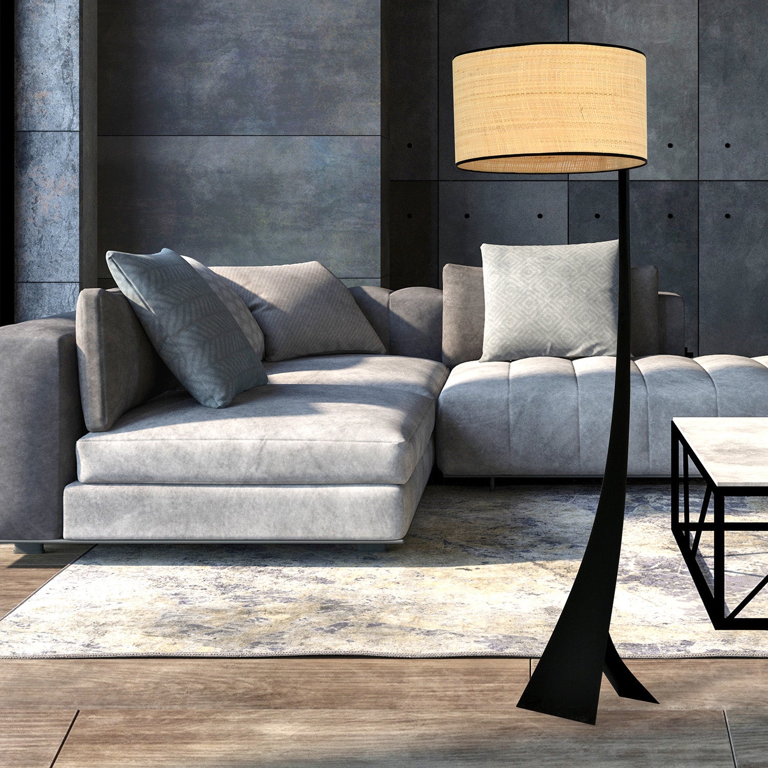 Piantana Contemporaneo Indra Acciaio Nero Marrone 1 Luce E27 Ip20