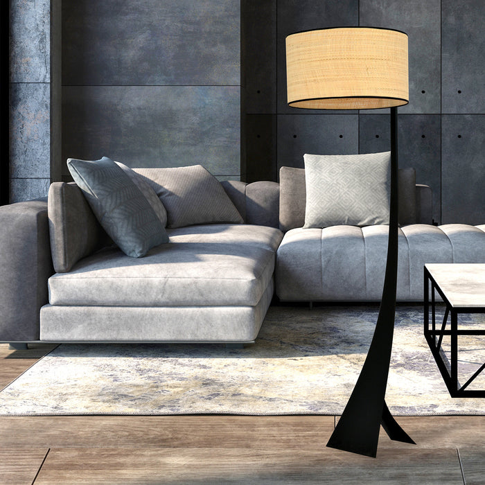 Piantana Contemporaneo Indra Acciaio Nero Marrone 1 Luce E27 Ip20