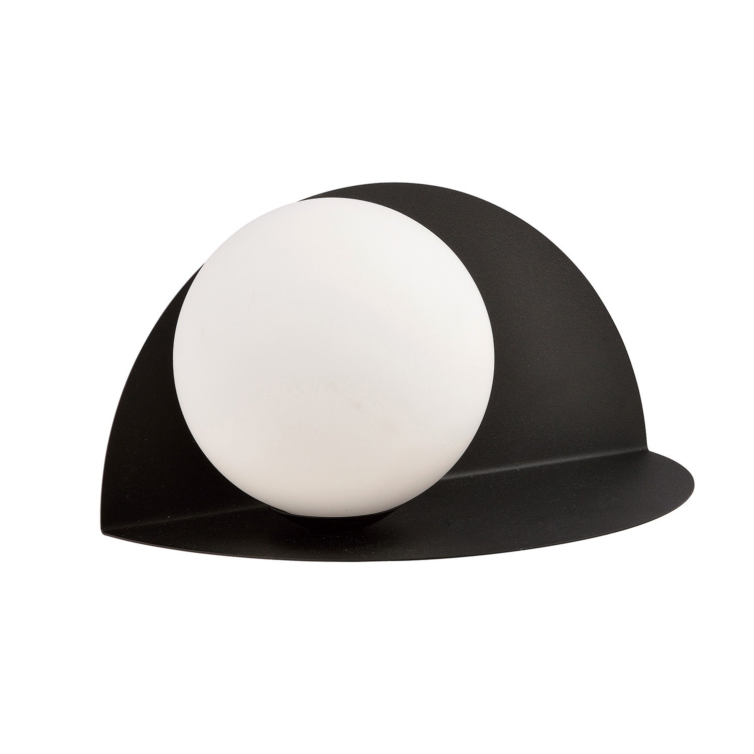 Applique 1 Luce Indiretta Agni Con Base In Acciaio Nero E Vetro Opale