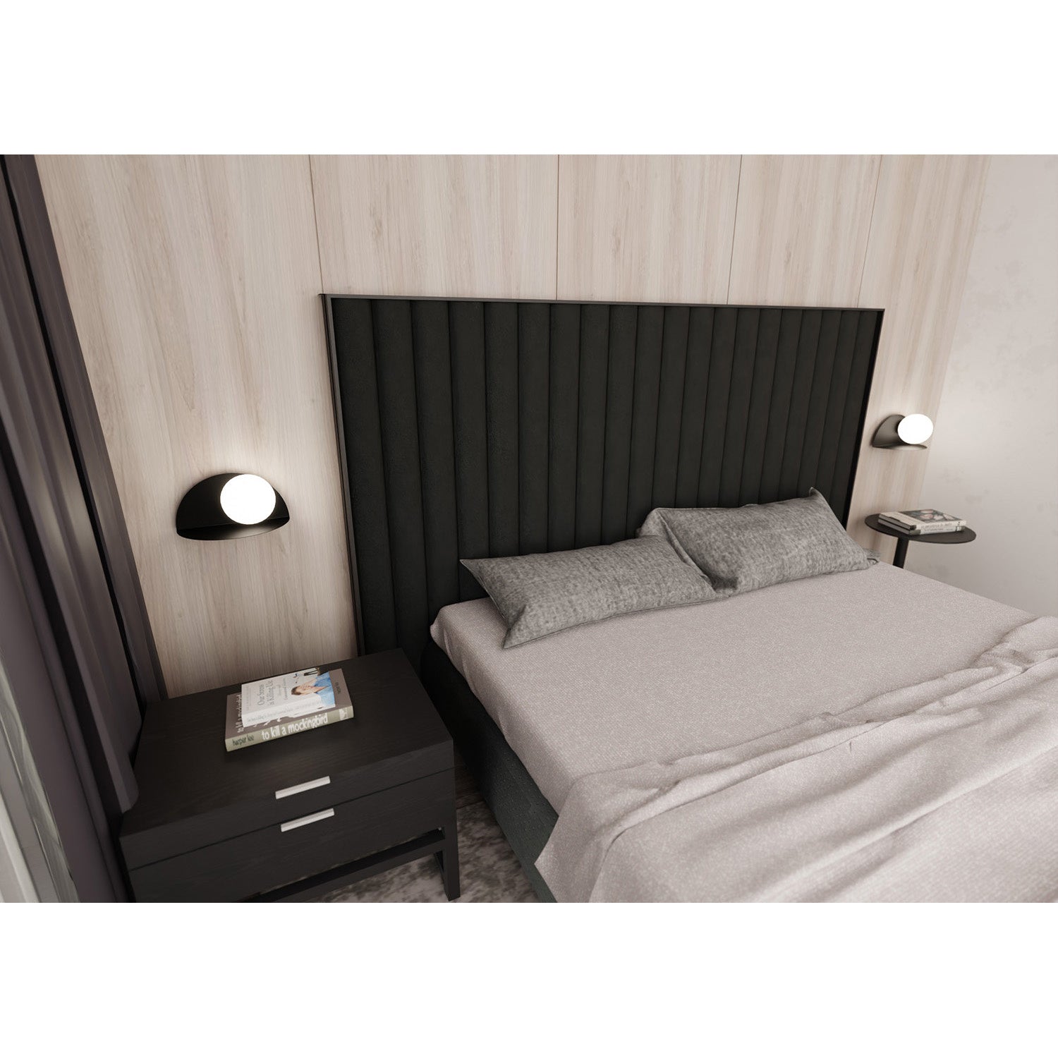 Applique 1 Luce Indiretta Agni Con Base In Acciaio Nero E Vetro Opale