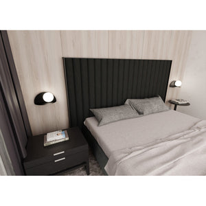 Applique 1 Luce Indiretta Agni Con Base In Acciaio Nero E Vetro Opale