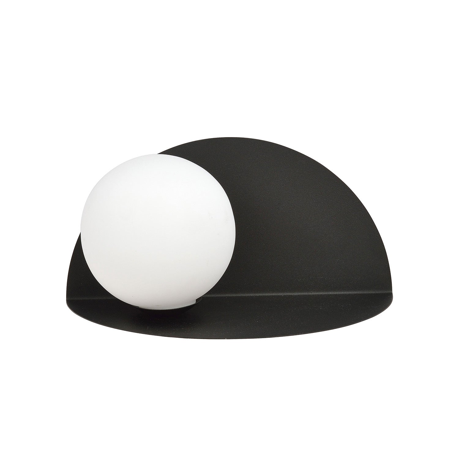 Applique 1 Luce Indiretta Agni Con Base In Acciaio Nero E Vetro Opale