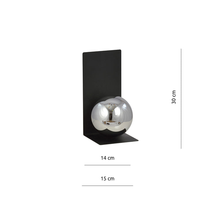 Applique Minimal 1 Luce Indiretta Agni Con Base In Acciaio Nero E Vetro Fumè