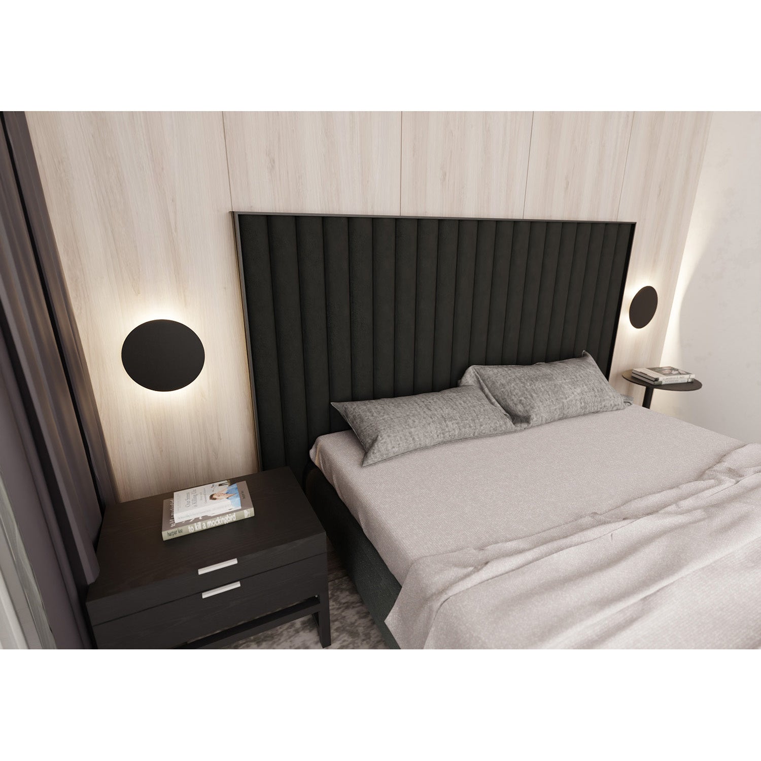 Applique Minimal Tonda 1 Luce Indiretta Agni In Acciaio Nero