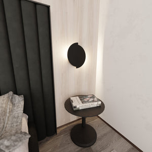 Applique Minimal Rotonda 1 Luce Indiretta Agni In Acciaio Nero