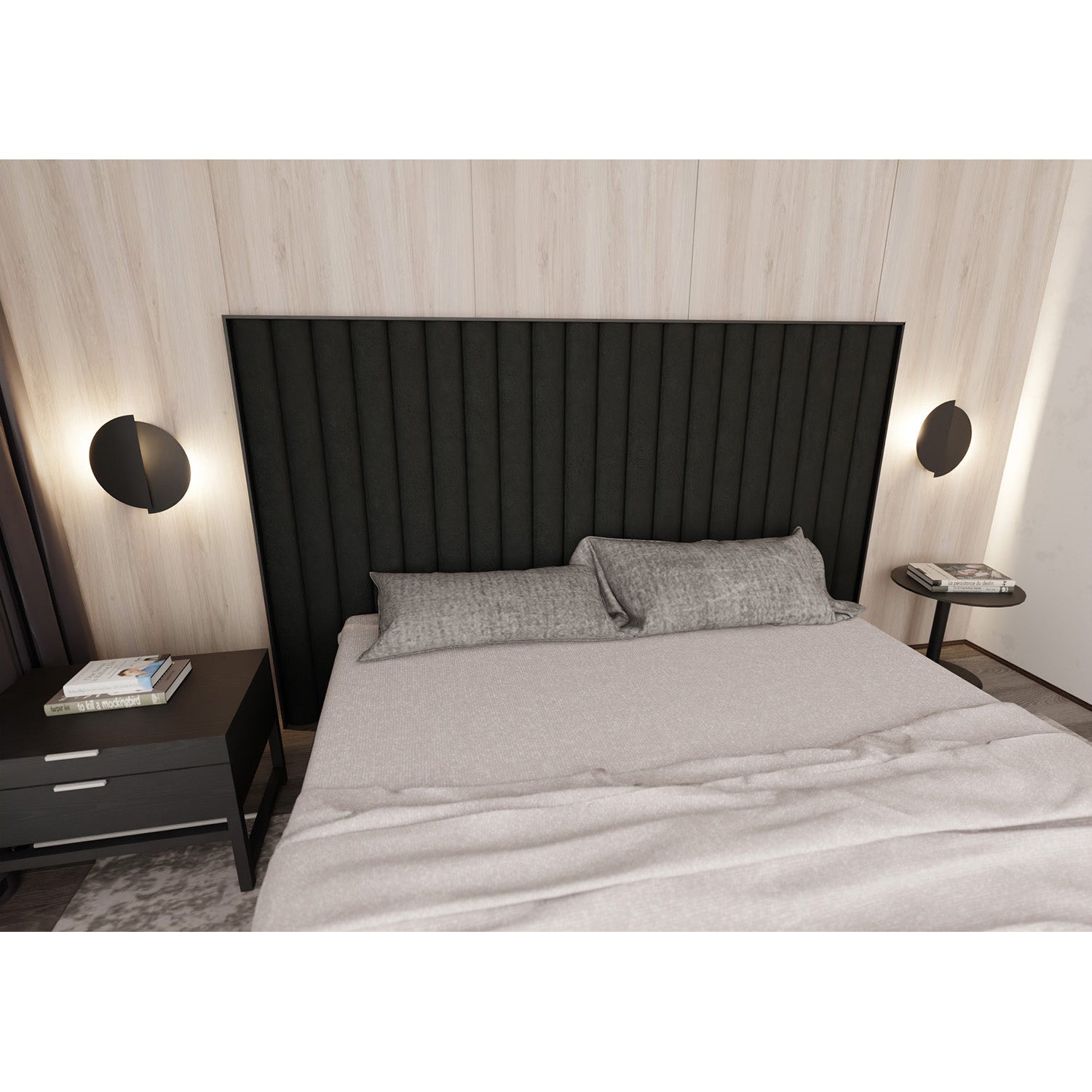 Applique Minimal Rotonda 1 Luce Indiretta Agni In Acciaio Nero