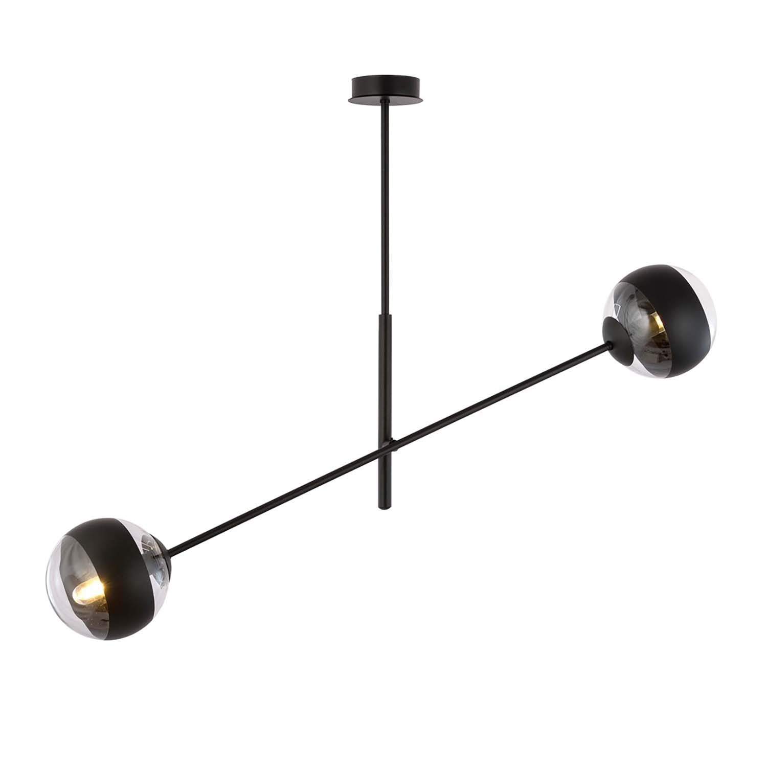 Lampadario Contemporaneo Yama Acciaio Nero 2 Luci E14 Ip20
