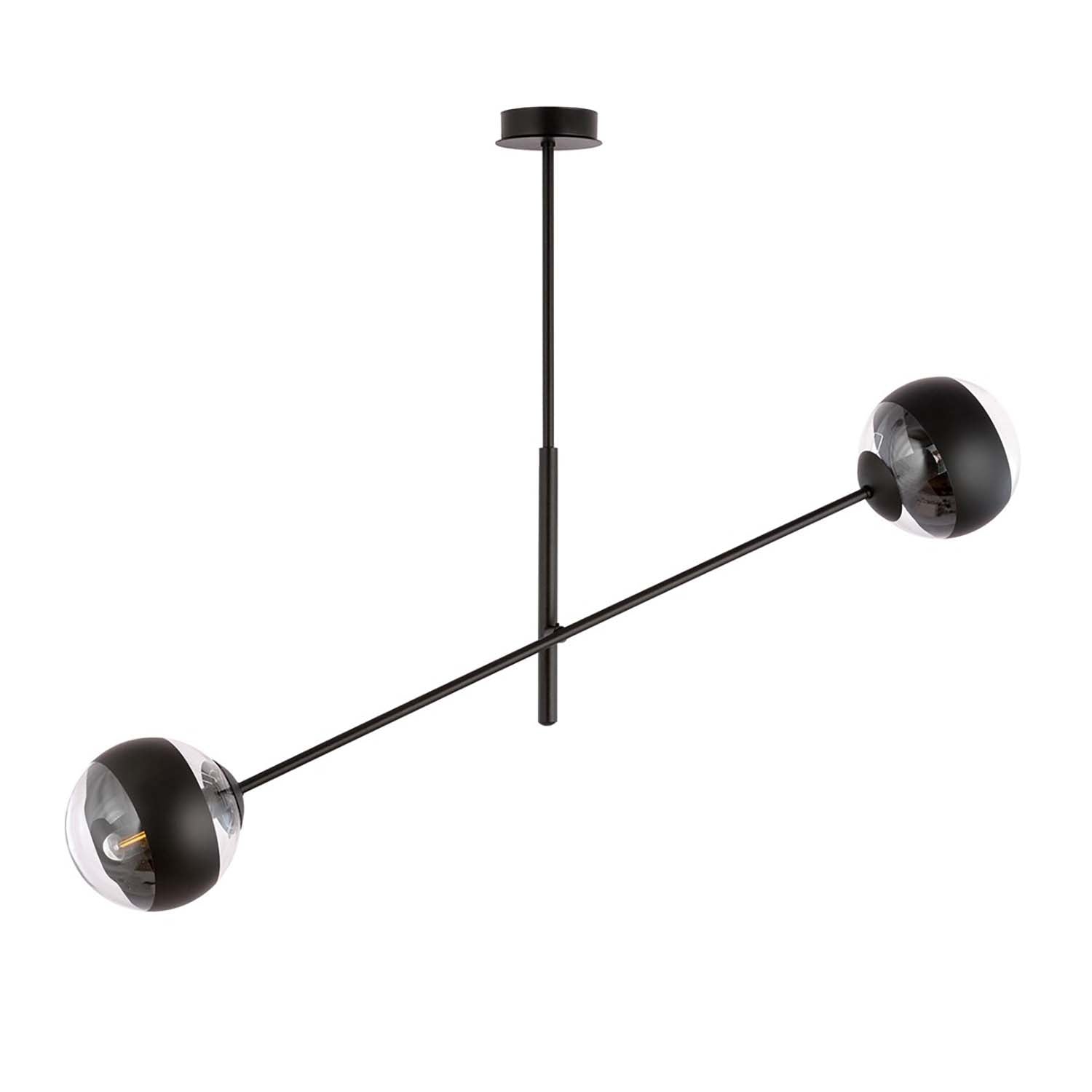 Lampadario Contemporaneo Yama Acciaio Nero 2 Luci E14 Ip20
