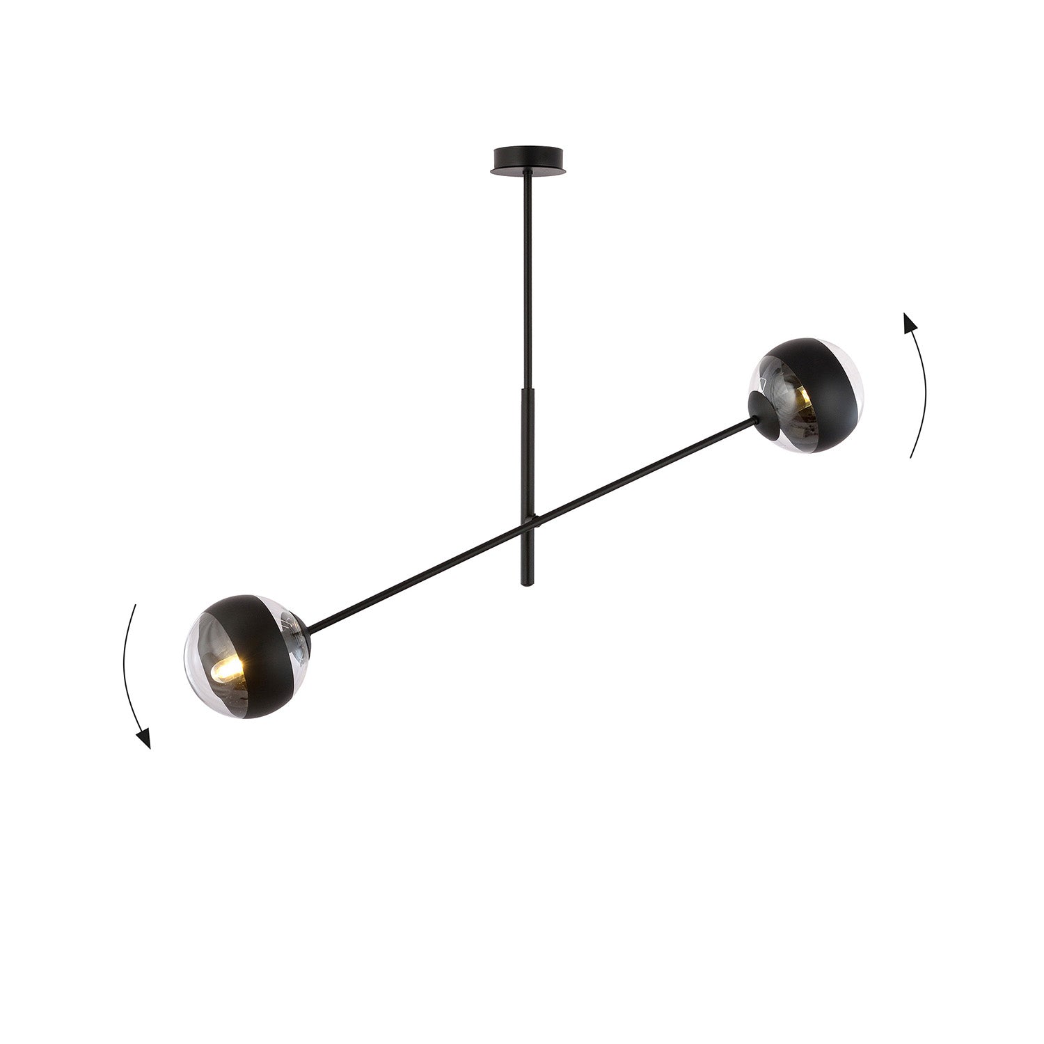 Lampadario Contemporaneo Yama Acciaio Nero 2 Luci E14 Ip20