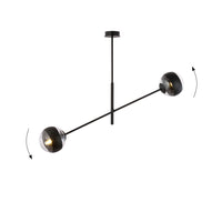 Lampadario Contemporaneo Yama Acciaio Nero 2 Luci E14 Ip20