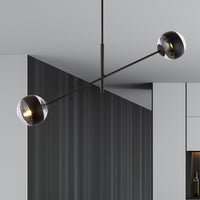Lampadario Contemporaneo Yama Acciaio Nero 2 Luci E14 Ip20