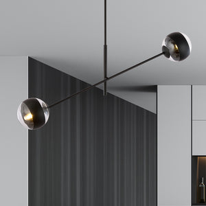 Lampadario Contemporaneo Yama Acciaio Nero 2 Luci E14 Ip20