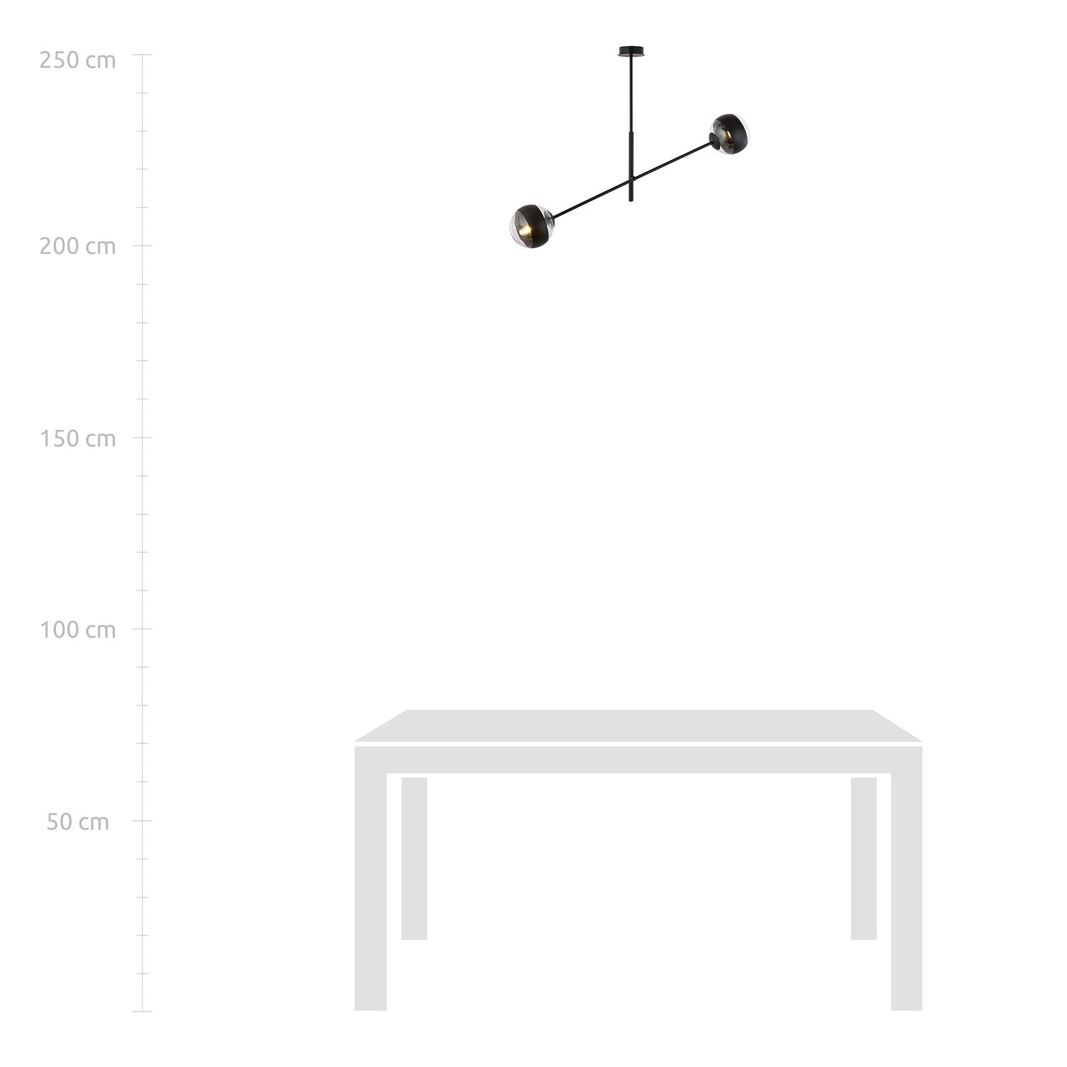 Lampadario Contemporaneo Yama Acciaio Nero 2 Luci E14 Ip20
