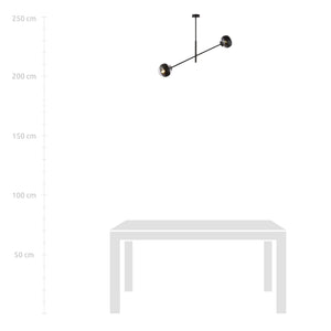 Lampadario Contemporaneo Yama Acciaio Nero 2 Luci E14 Ip20