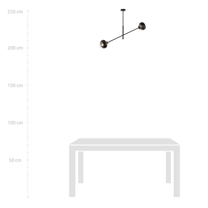 Lampadario Contemporaneo Yama Acciaio Nero 2 Luci E14 Ip20