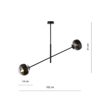Lampadario Contemporaneo Yama Acciaio Nero 2 Luci E14 Ip20