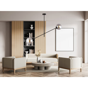 Lampadario 2 Luci Yama In Acciao Nero Con Bracci Regolabili E Vetro Fumè