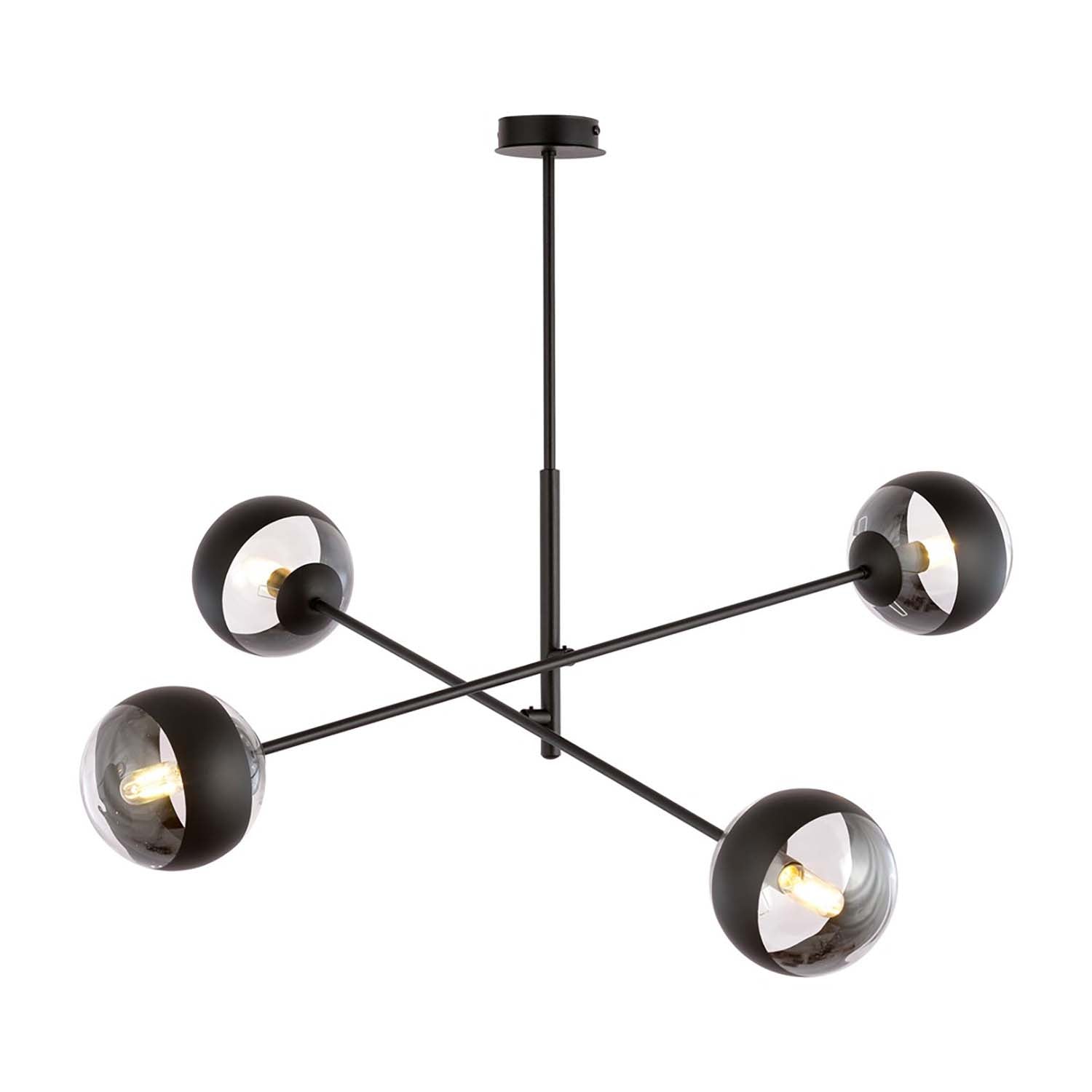 Lampadario Contemporaneo Yama Acciaio Nero 4 Luci E14 Ip20