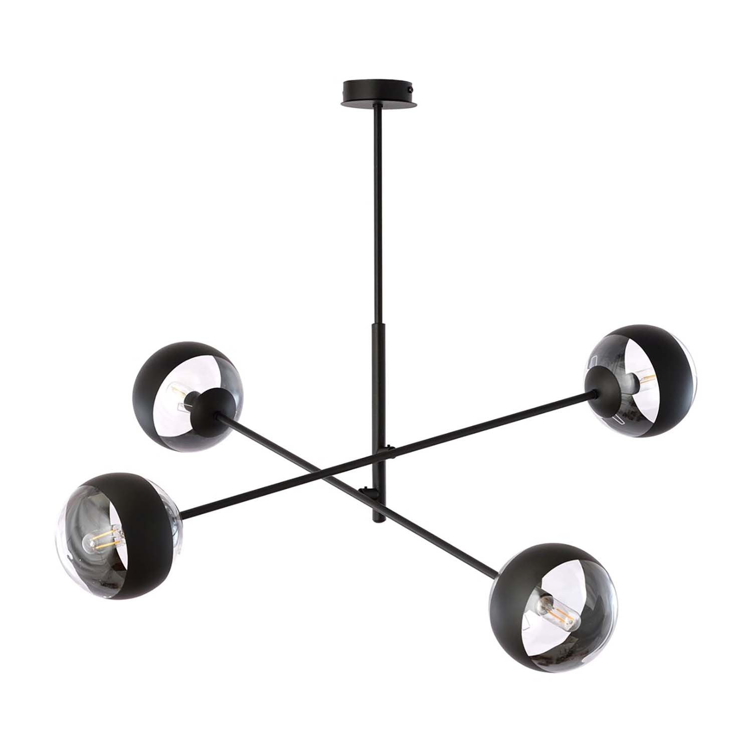 Lampadario Contemporaneo Yama Acciaio Nero 4 Luci E14 Ip20