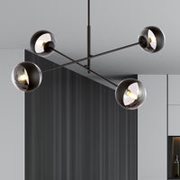 Lampadario Contemporaneo Yama Acciaio Nero 4 Luci E14 Ip20