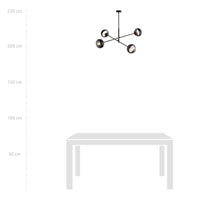 Lampadario Contemporaneo Yama Acciaio Nero 4 Luci E14 Ip20