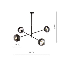 Lampadario Contemporaneo Yama Acciaio Nero 4 Luci E14 Ip20