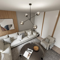 Lampadario 4 Luci Yama In Acciao Nero Con Bracci Regolabili E Vetro Fumè