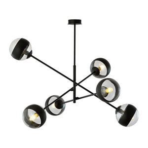 Lampadario Contemporaneo Yama Acciaio Nero 6 Luci E14 Ip20