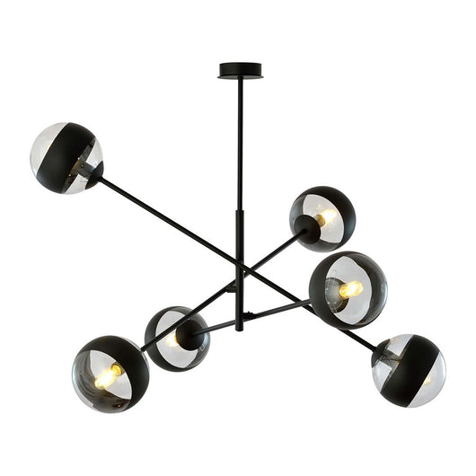 Lampadario Contemporaneo Yama Acciaio Nero 6 Luci E14 Ip20