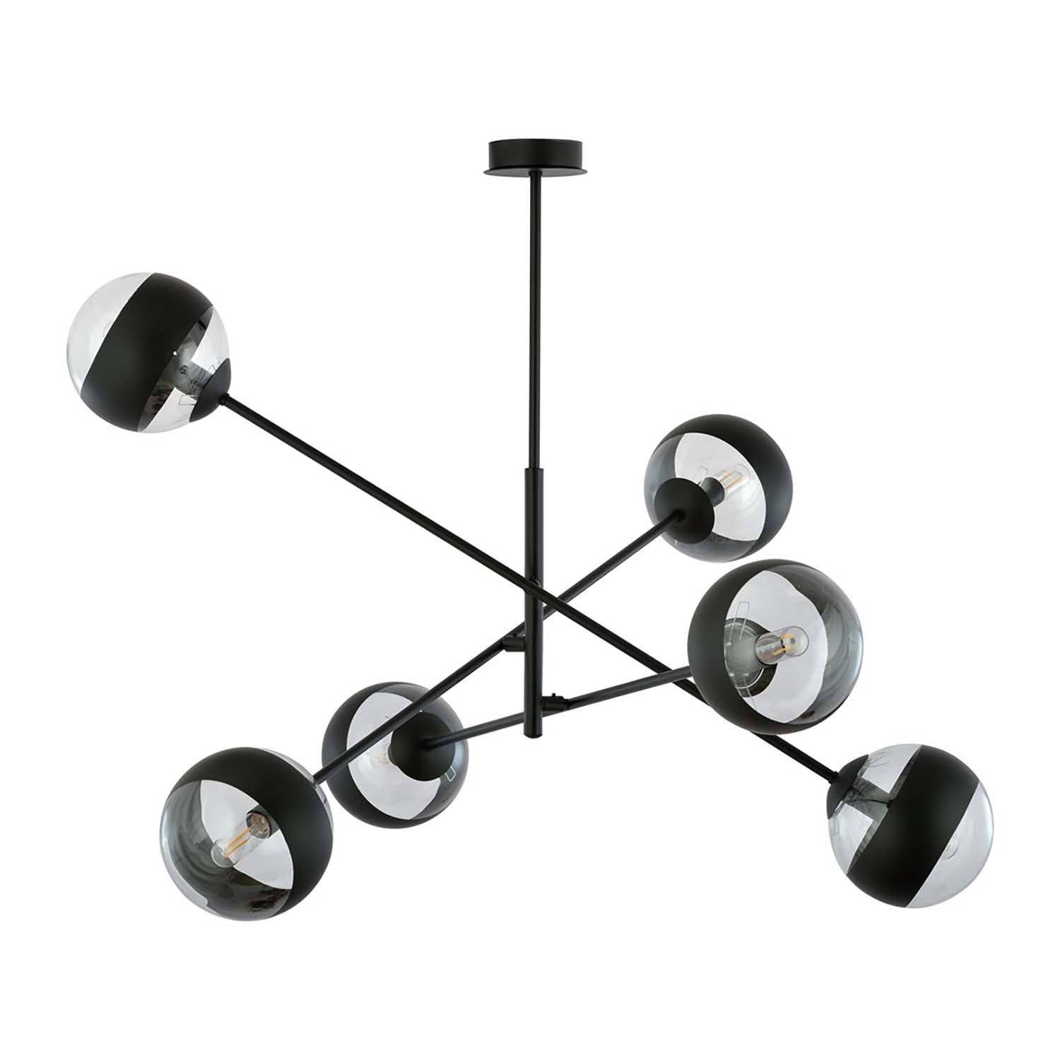 Lampadario Contemporaneo Yama Acciaio Nero 6 Luci E14 Ip20