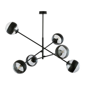 Lampadario Contemporaneo Yama Acciaio Nero 6 Luci E14 Ip20