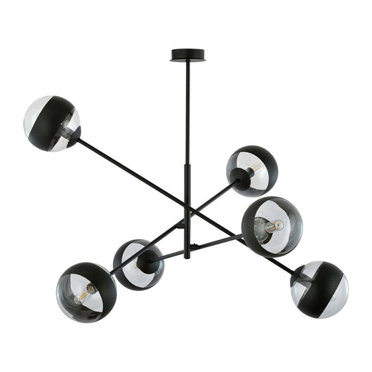 Lampadario Contemporaneo Yama Acciaio Nero 6 Luci E14 Ip20