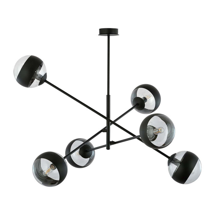 Lampadario Contemporaneo Yama Acciaio Nero 6 Luci E14 Ip20