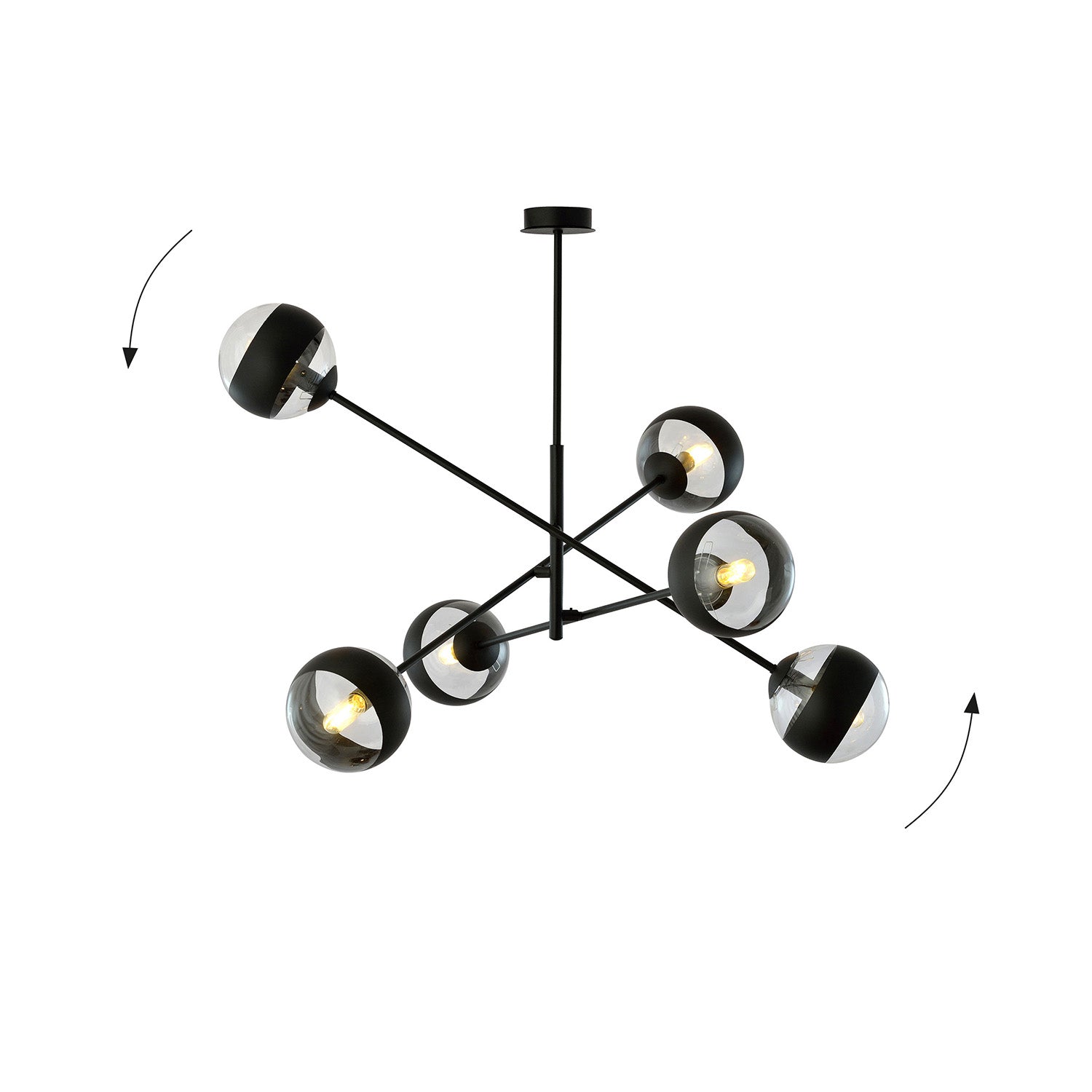 Lampadario Contemporaneo Yama Acciaio Nero 6 Luci E14 Ip20