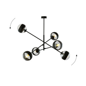 Lampadario Contemporaneo Yama Acciaio Nero 6 Luci E14 Ip20