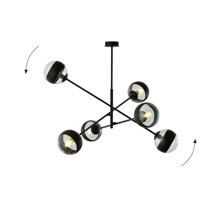 Lampadario Contemporaneo Yama Acciaio Nero 6 Luci E14 Ip20