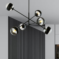 Lampadario Contemporaneo Yama Acciaio Nero 6 Luci E14 Ip20