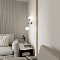 Applique 2 Luci Yama In Acciao Nero Con Bracci Regolabili E Vetro Opale