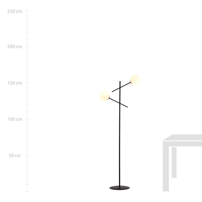 Piantana Contemporaneo Yama Acciaio Nero Bianco 2 Luci E14 Ip20
