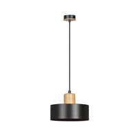 Sospensione Nordica 1 Luce Surya In Acciaio Nero E Legno