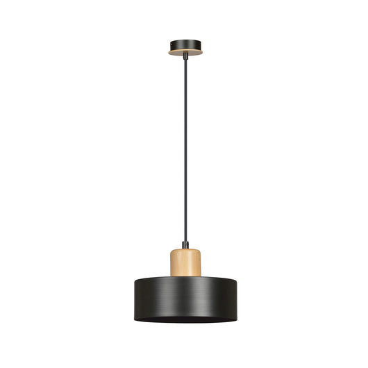 Sospensione Nordica 1 Luce Surya In Acciaio Nero E Legno
