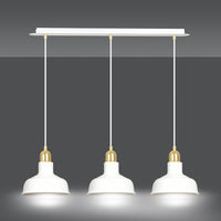 Lampadario Industrial 3 Luci Kubera In Acciaio Bianco Con Elementi In Oro