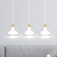 Lampadario Industrial 3 Luci Kubera In Acciaio Bianco Con Elementi In Oro