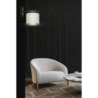 Applique 1 Luce Ganesha In Acciaio Nero E Paralume In Tessuto Beige